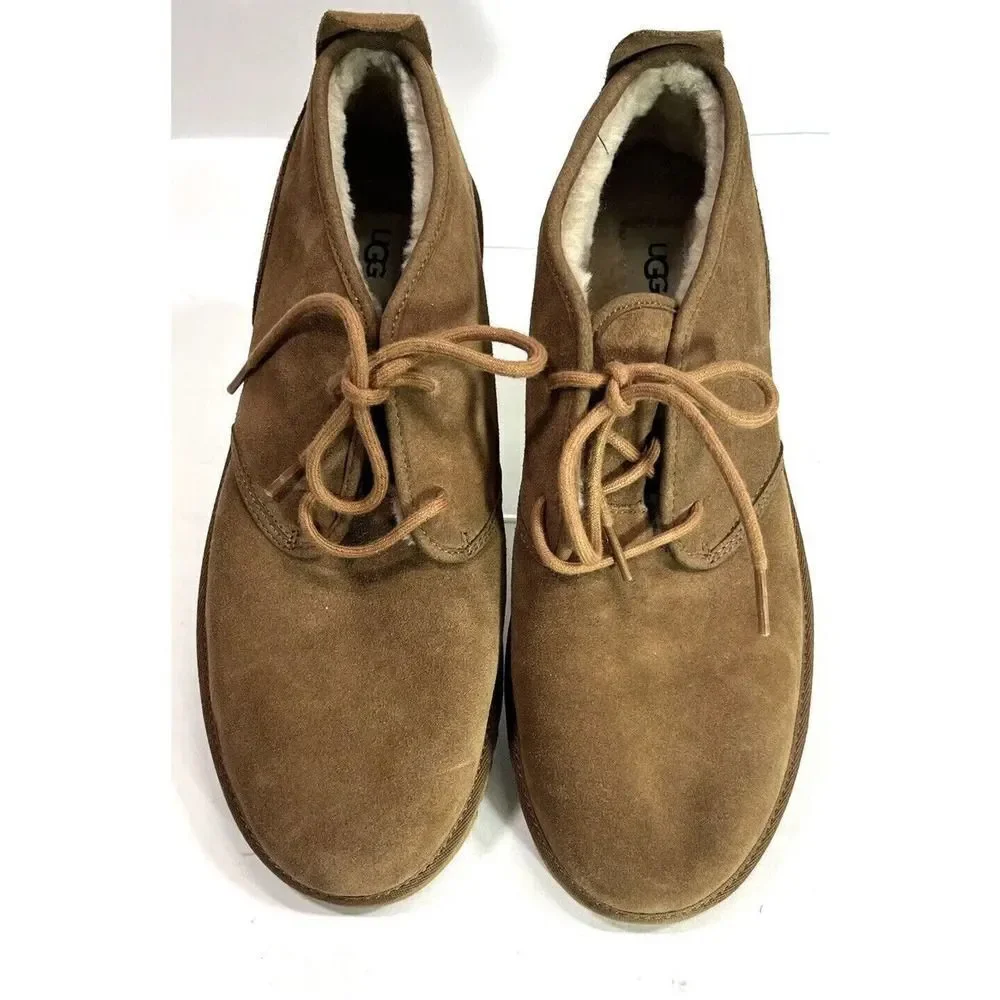 UGG Mens Tan Suede Boots Size 12 Ankle Chukka Maksim Shearling Tamarind NEW‎